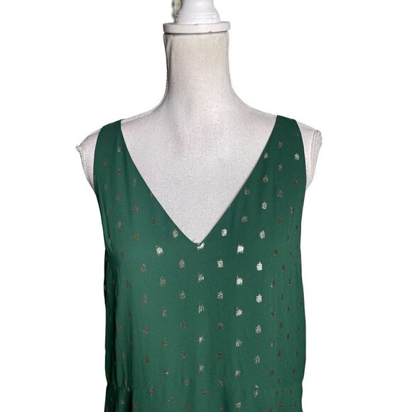 Ted Baker Cami Metallic Dot High/Low Shift Dress Green Womens Size 1 US 4 - Picture 7 of 15